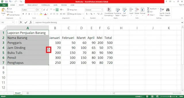 Cara Memberi Warna pada Tabel di Excel