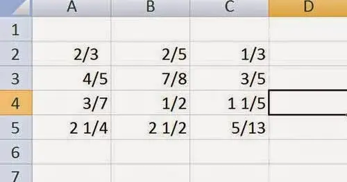 Cara Mengurangi Bilangan Pecahan di Excel
