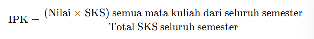 rumus perhitungan nilai IPK