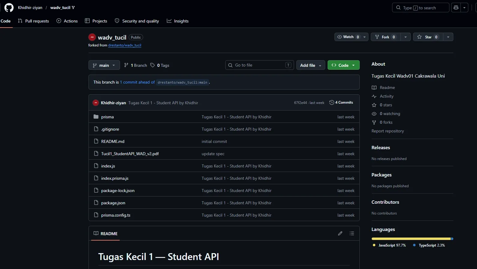 tampilan Student API