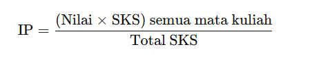 Rumus perhitungan nilai IP
